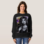 Celestial Gothic Hexe und Black Cat Sweatshirt (Vorne ganz)