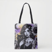 Celestial Gothic Hexe und Black Cat Tasche (Vorderseite)