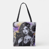 Celestial Gothic Hexe und Black Cat Tasche (Rückseite)