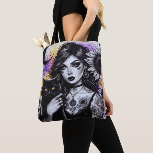 Celestial Gothic Hexe und Black Cat Tasche