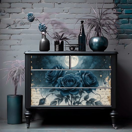 Celestial Gothic Rose Mitternacht Elegante Seidenpapier