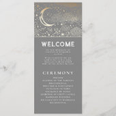 Celestial Gray and Gold Wedding Programs Programm (Vorderseite)