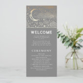 Celestial Gray and Gold Wedding Programs Programm (Stehend Vorderseite)