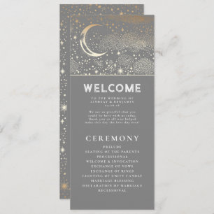 Celestial Gray and Gold Wedding Programs Programm