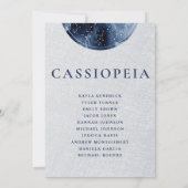 Celestial Gray Blue Seating Plan Karten Gastnamen (Rückseite)