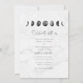 Celestial Gray Marble Moon Phases Wedding Einladung (Vorderseite)