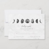 Celestial Gray Marble Moon Phases Wedding RSVP (Vorderseite)