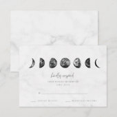 Celestial Gray Marble Moon Phases Wedding RSVP Karte (Vorne/Hinten)
