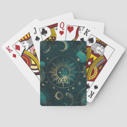 Celestial Green and Gold: Elegante Spielkarten (Rückseite)