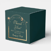 Celestial Green Gold Sun Moon Stars Hochzeit Geschenkschachtel (Rückseite)