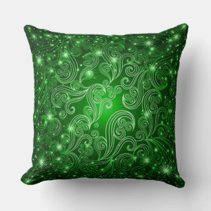 Celestial Green Wirbel & Stars Throw Kissen