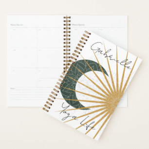 Celestial Green Yellow Sun Moon Mandala Yoga Planer