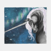 Celestial Guardian: Graues Einhorn mit Aurora Tanz Fleecedecke (Vorderseite (Horizontal))
