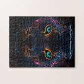 Celestial Guardian - Neon Black Leopard Puzzle (Horizontal)