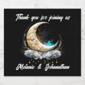 Celestial Halbmond Sterne Nacht elegante Luna Schaumweinetikett (Einzelnes Label)