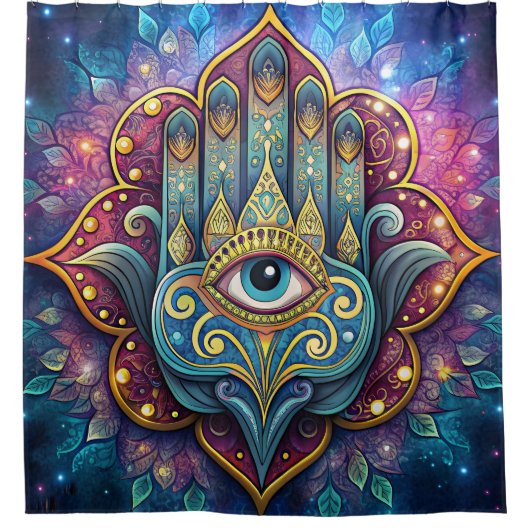 Celestial Hamsa Duschvorhang (Vorderseite)