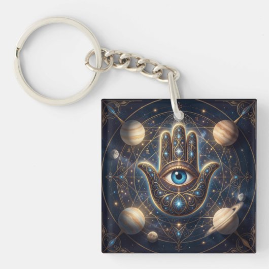 Celestial Hamsa Hand & Evil Eye Cosmic Protection  Schlüsselanhänger (Vorderseite)