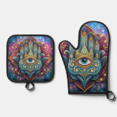Celestial Hamsa Ofenhandschuh & Topflappen-Set (Vorderseite)