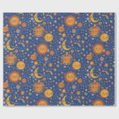 Celestial Hand Drawn Pattern - Wrapping Paper Roll Geschenkpapier (Flach)