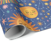 Celestial Hand Drawn Pattern - Wrapping Paper Roll Geschenkpapier (Rolleneckpunkt)