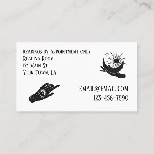 Celestial Hands Tarot Reader Business Cards Visitenkarte (Rückseite)