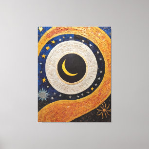 Celestial Harmony Mosaic Sun Moon Stars Leinwanddruck