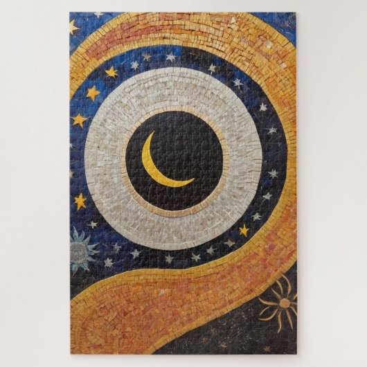 Celestial Harmony Mosaic Sun Moon Stars Puzzle (Vertikal)