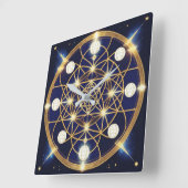 Celestial Harmony – The Light Within the Grid Quadratische Wanduhr (Winkel)