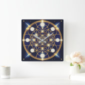 Celestial Harmony – The Light Within the Grid Quadratische Wanduhr (Zuhause)
