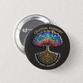 Celestial Harmony Tree | Cosmic Meditation Mandala Button (Vorne & Hinten)