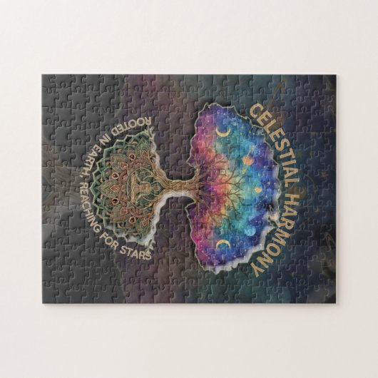 Celestial Harmony Tree - Cosmic Meditation Mandala Puzzle (Horizontal)