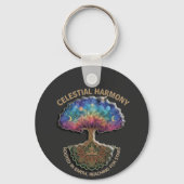 Celestial Harmony Tree - Cosmic Meditation Mandala Schlüsselanhänger (Vorderseite)