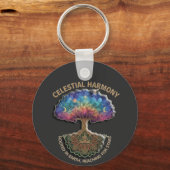 Celestial Harmony Tree | Cosmic Meditation Mandala Schlüsselanhänger (Vorderseite)