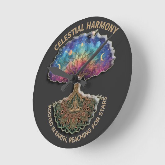 Celestial Harmony Tree | Meditation (NO NUMBERS) Runde Wanduhr (Winkel)