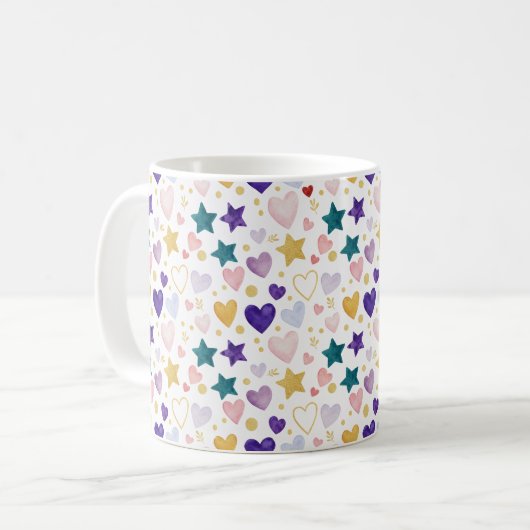 Celestial Hearts & Stars Kaffeetasse (Vorderseite Links)