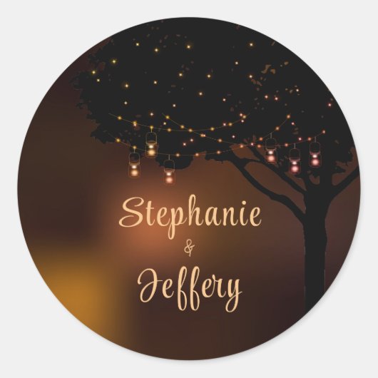 Celestial Herbst Night Light Wedding Runder Aufkleber (Vorderseite)