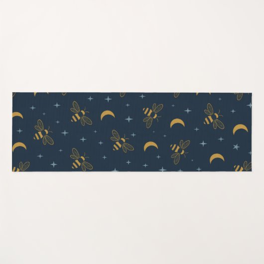 Celestial Honeybee Yoga Mat – Moon & Stars Pattern Yogamatte (Vorderseite (Horizontal))