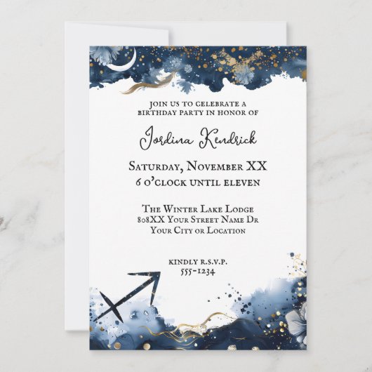 Celestial Horoscope Sagittarius Geburtstag Einladung (Vorderseite)