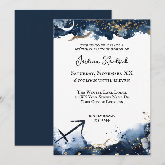 Celestial Horoscope Sagittarius Geburtstag Einladung (Vorne/Hinten)