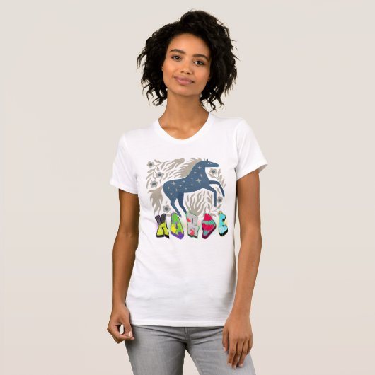 Celestial Horse “HARD” – Cosmic Graffiti Art Desig T-Shirt (Vorne ganz)