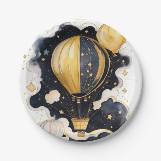 Celestial Hot Air Ballon Babydusche Pappteller (Vorderseite)