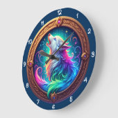 Celestial Howl Rainbow Wolf Große Wanduhr (Winkel)
