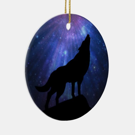Celestial Howling Wolf Keramikornament (Rechts)