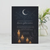 Celestial Indigo Pagan Witch Beerdigung Memorial Einladung (Stehend Vorderseite)