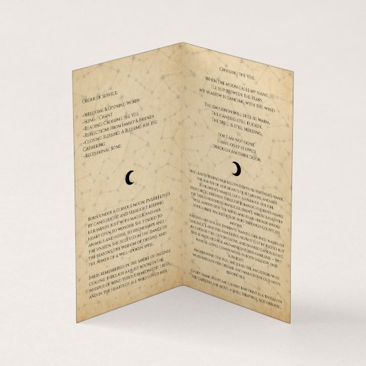 Celestial Indigo Pagan Witch Beerdigung Programm (Innenseite)