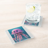 Celestial Jellyfish Glasuntersetzer (Schrägansicht)