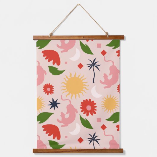 Celestial Jungle Wandteppich Mit Holzrahmen (Vorderseite)