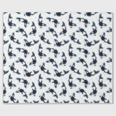 Celestial Killer Whale Ocean Blue Artwork Geschenkpapier (Flach)