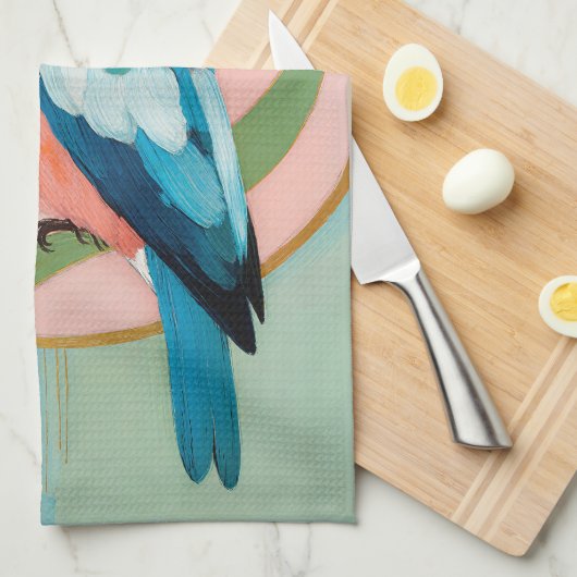 Celestial Kingfisher: A Study in Azure and Gold Geschirrtuch (Viertel Falte)