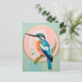 Celestial Kingfisher: A Study in Azure and Gold Postkarte (Stehend Vorderseite)